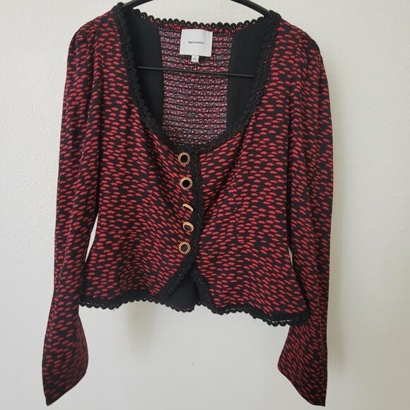 Reformation Nikky Top Blouse - French Kiss Red Black Size 2 - Picture 5 of 12